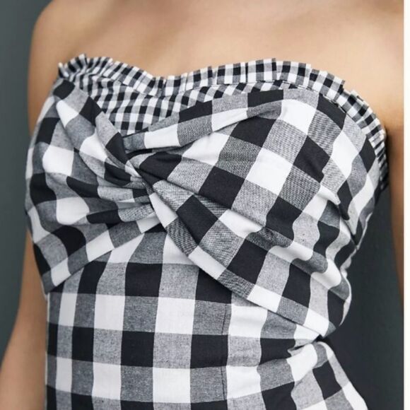 PORRIDGE ANTHROPOLOGIE FAYE GINGHAM STRAPLESS TWIST TUBE TOP NWT - Picture 1 of 11